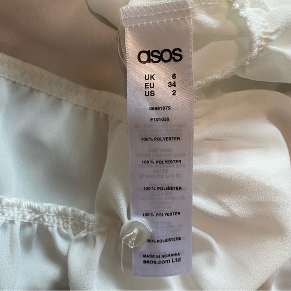 NWT Asos White short sleeve button up with ruffle hem, US 2 - Picture 7 of 10